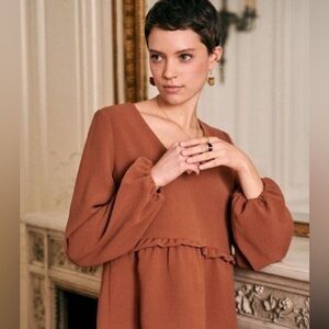 Sezane Hazelnut Bianca Blouse